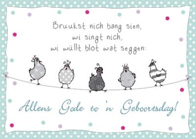 Plattdeutsche Geburtstagskarte Hühner von Lütt Stina