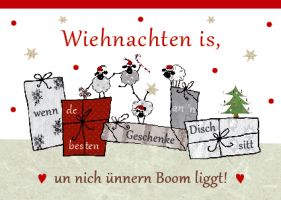 Plattdeutsche Weihnachtskarte Wiehnachten Schafevon Lütt Stina