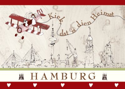 Plattdeutsche Postkarte Heimat Hamburg von Lütt Stina