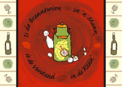 Plattdeutsche Postkarte Branntwien von Lütt Stina