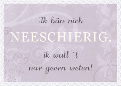 Plattdeutsche Postkarte Neeschierig Schrift von Lütt Stina